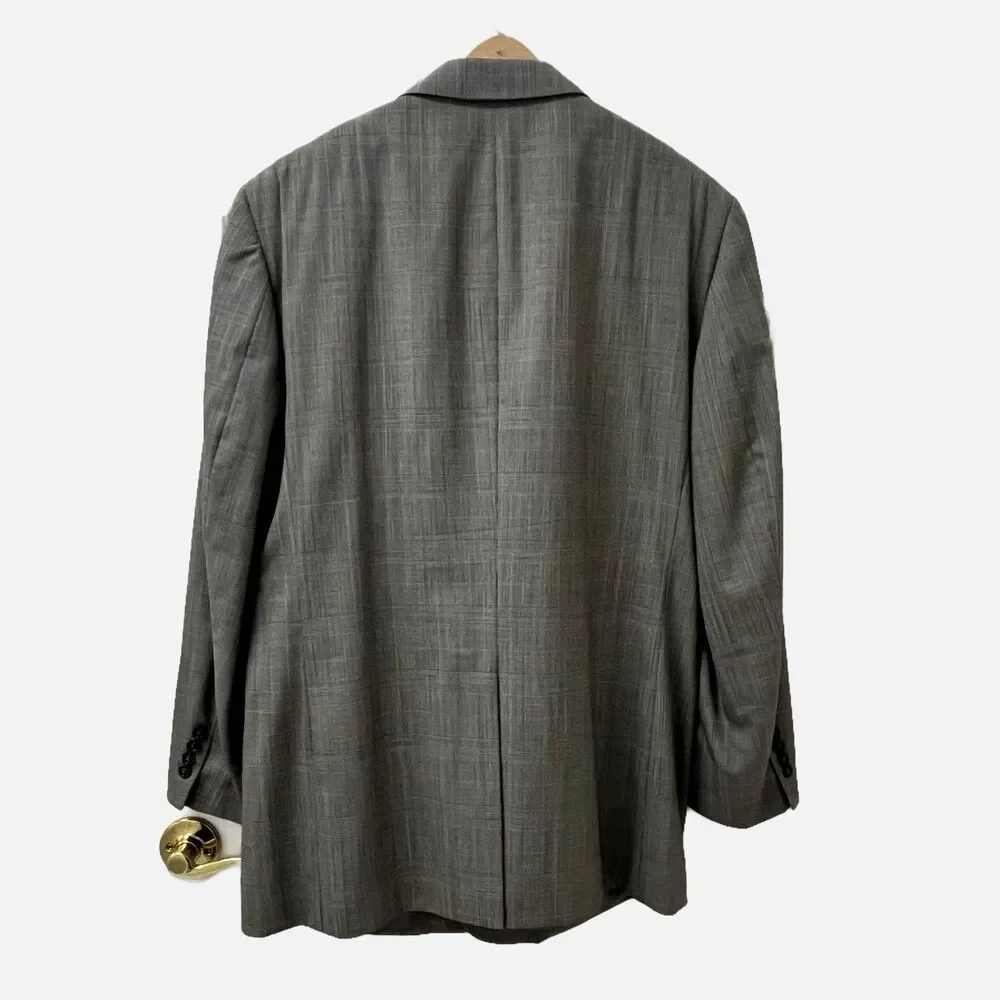 Jos. A Bank Men’s 46L Wool Grey Glen Plaid Blazer Jacket Coat